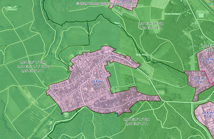 Screenshot der Bodenrichtwerte Breitscheid