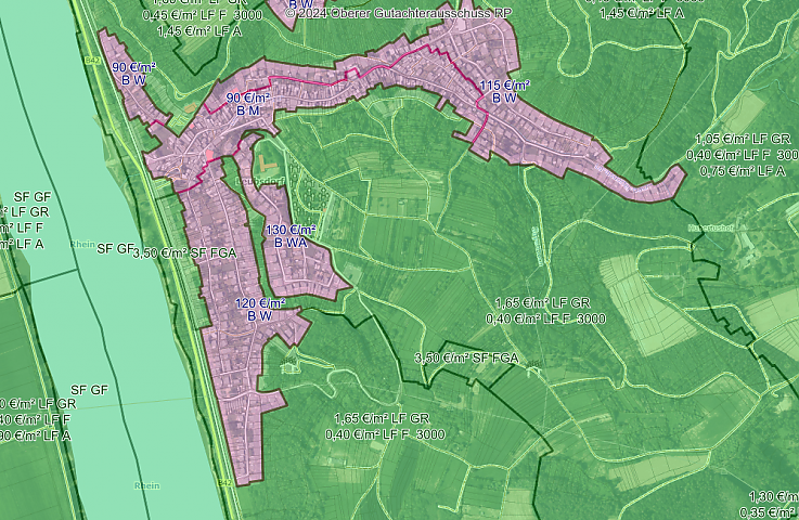 Screenshot der Bodenrichtwerte Leubsdorf