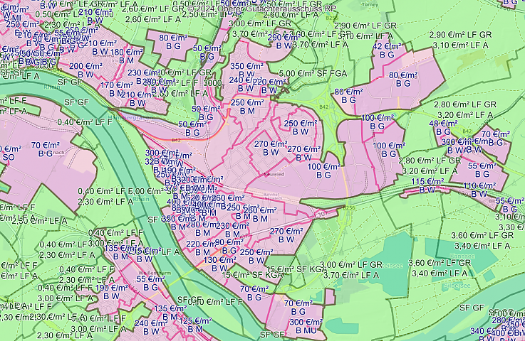 Screenshot der Bodenrichtwerte Neuwied