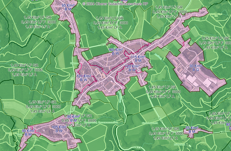 Screenshot einer Bodenrichtwerte St. Katharinen