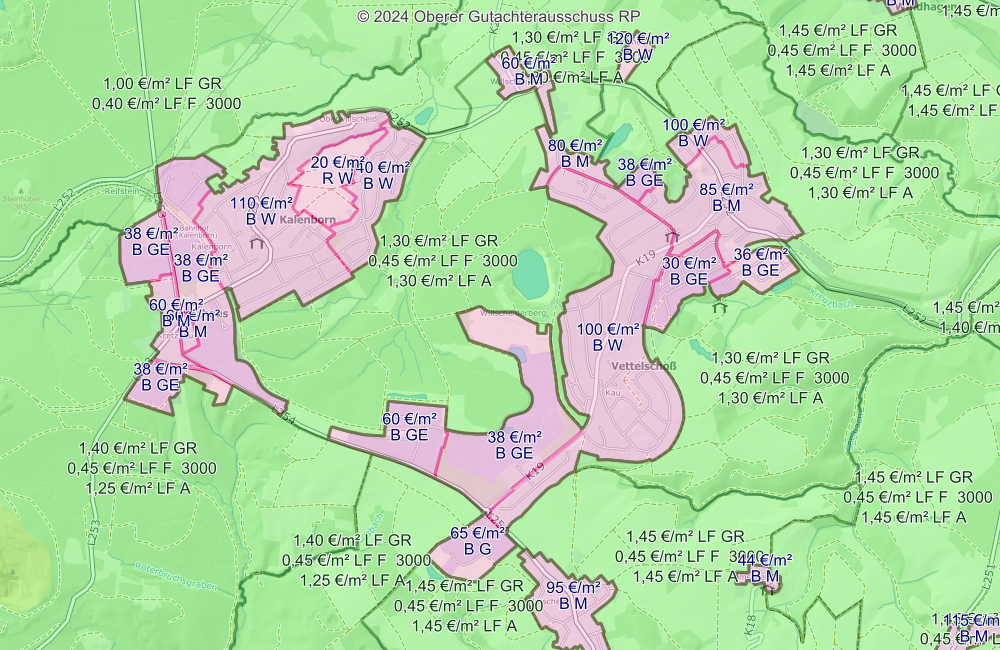 Screenshot der Bodenrichtwert-Recherche