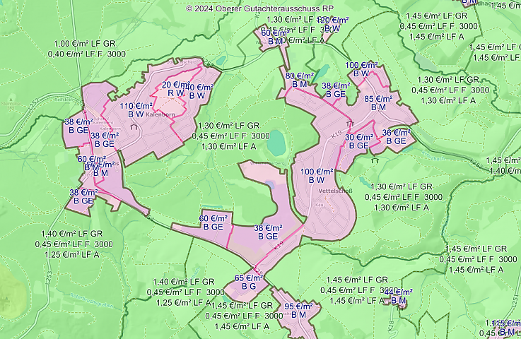 Screenshot der Bodenrichtwerte Vettelscho�