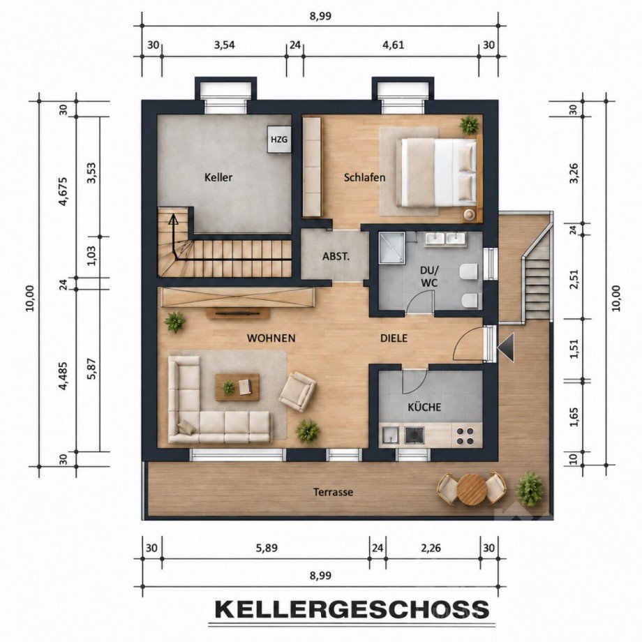 Grundriss Kellergeschoss - Einfamilienhaus mit Einliegerwohnung in Bad H�nningen Einfamilienhaus Bad H�nningen