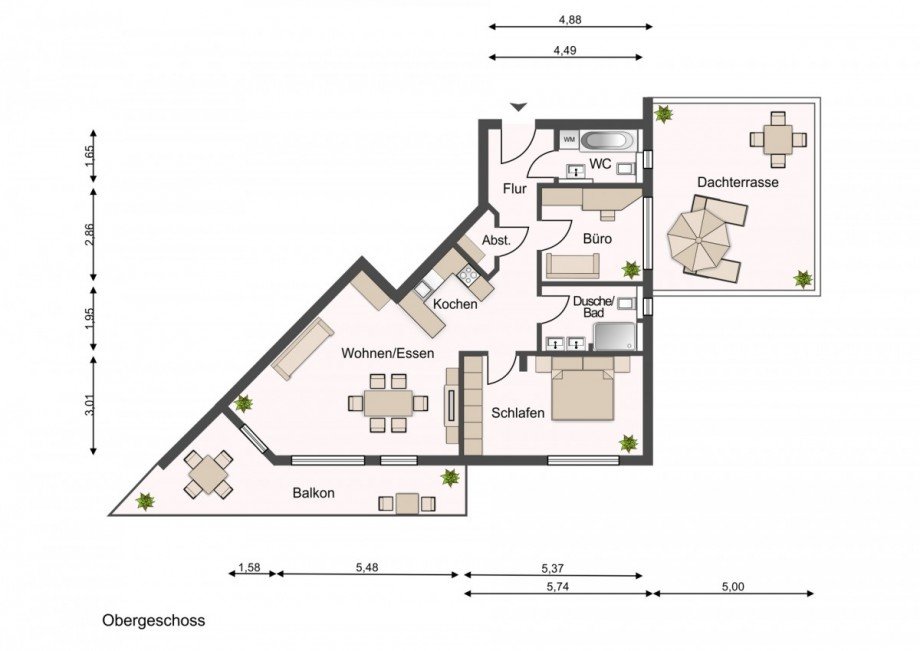 Obergeschoss - Rechte Wohnung Etagenwohnung Bad H�nningen
