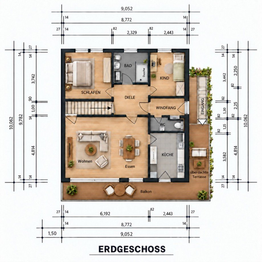 Grundriss Erdgeschoss - Einfamilienhaus mit Einliegerwohnung in Bad H�nningen Einfamilienhaus Bad H�nningen