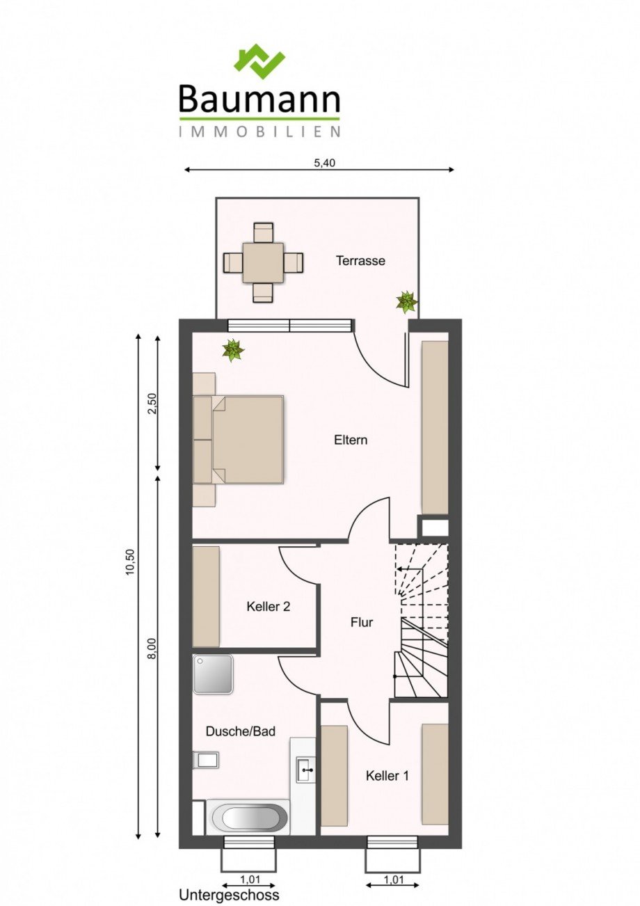 Grundriss UG Reihenmittelhaus Linz am Rhein