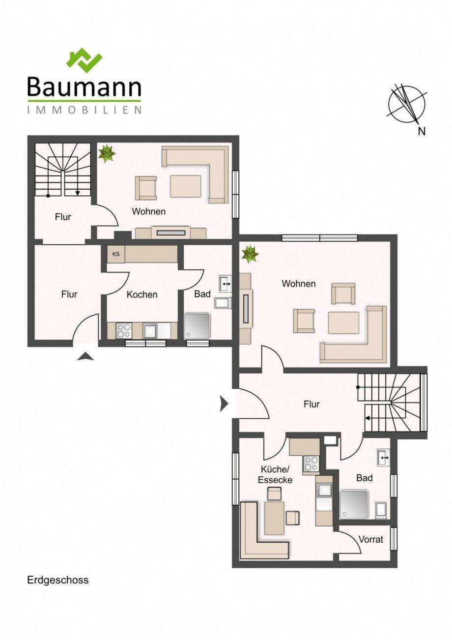 Grundriss Erdgeschoss Haus I und II Einfamilienhaus Erpel