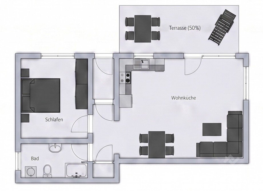 Grundriss 2 Zimmer-Wohnung Leubsdorf am Rhein Souterrainwohnung Leubsdorf